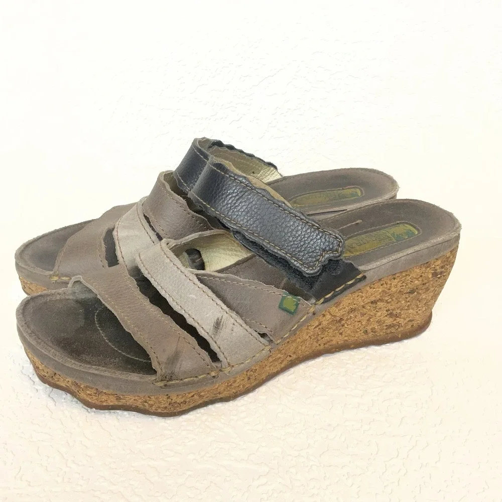 El‎ Naturalista Women's Leather Strappy Slide Sandals Boho Retro 40/9,5